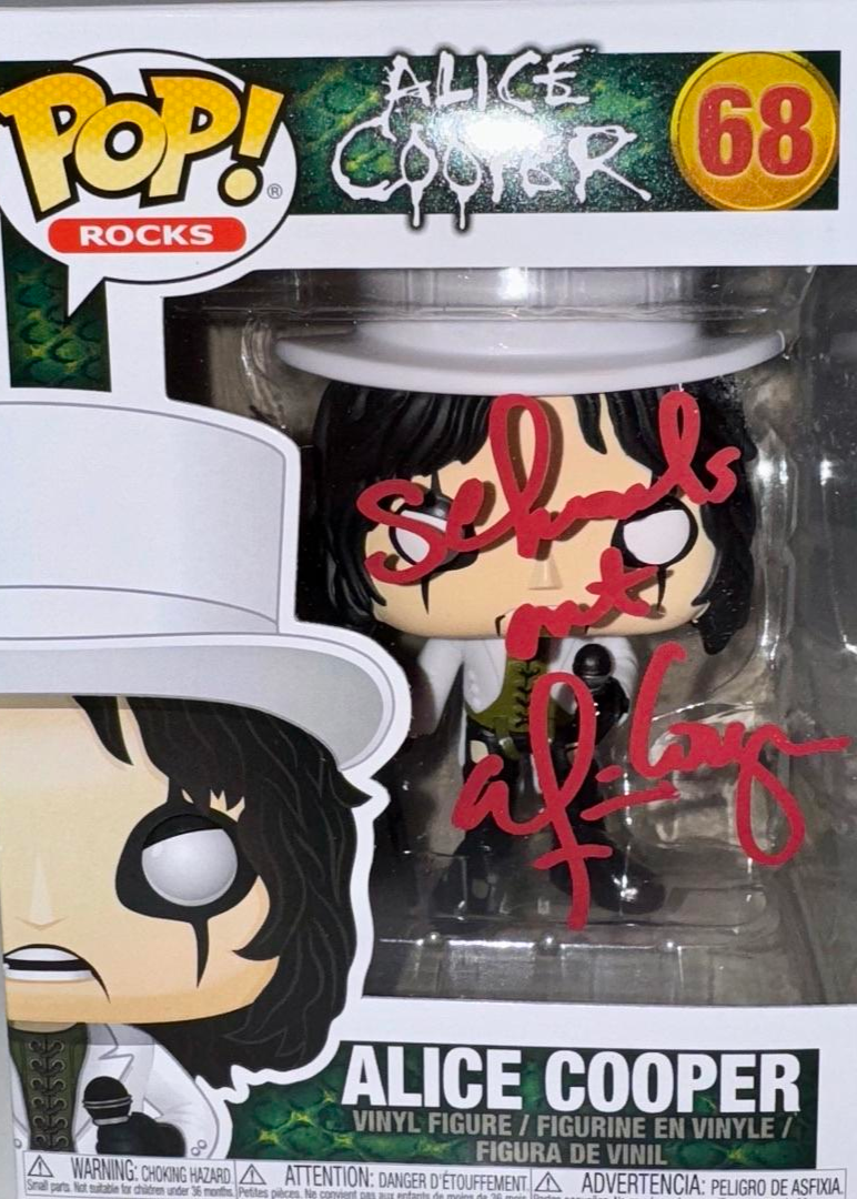 Alice Cooper Signed Funko Pop #68 "Schools Out" - Beckett COA #01